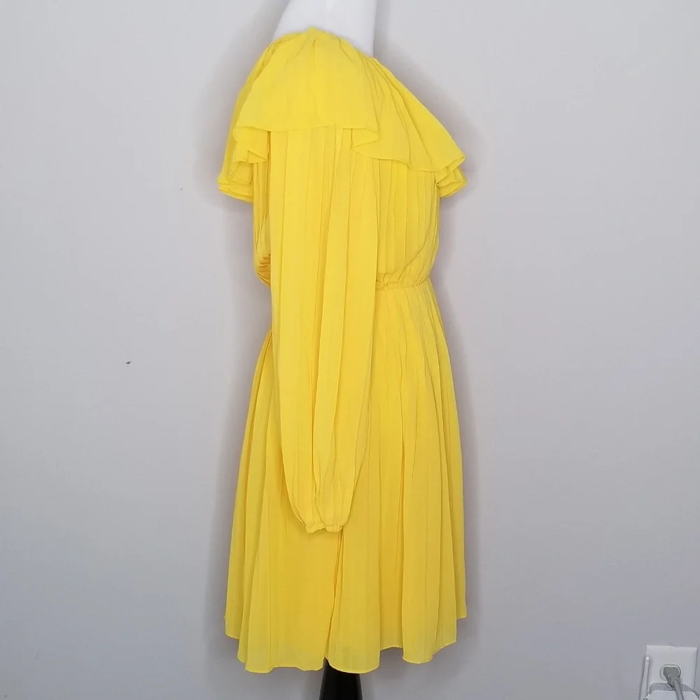 NWT Endless Rose Yellow Pleated One Shoulder Dress XS - Picture 4 of 8